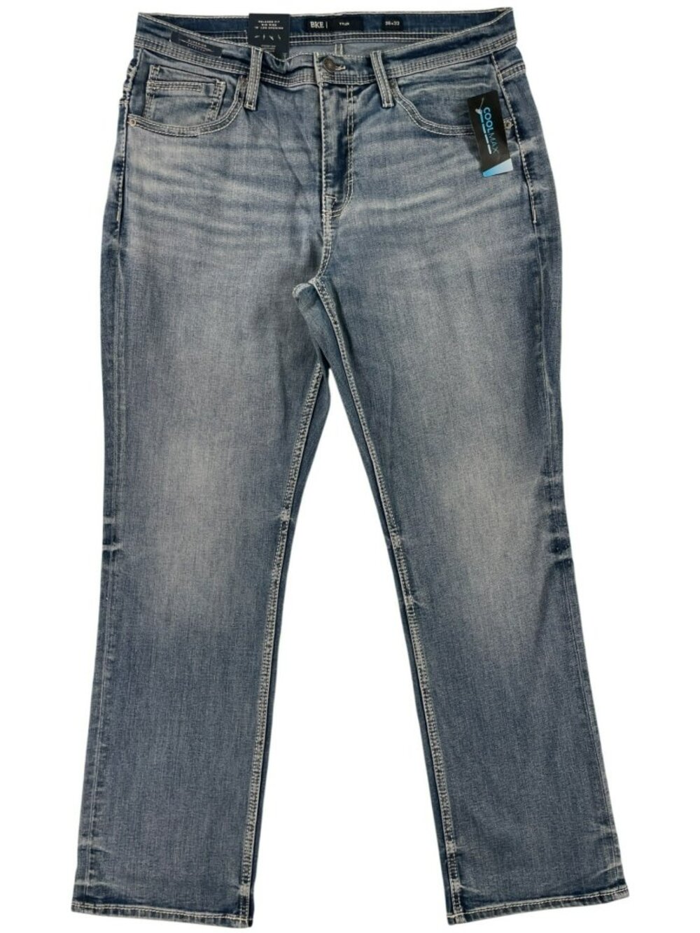 BKE Tyler Relaxed Fit Jeans Mid Rise Light Wash Stretch Denim Men's Sz 36x32 NEW